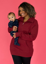 Breastfeeding & Maternity 1/4 Zip Sweater | Burgundy