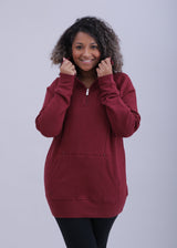 Breastfeeding & Maternity 1/4 Zip Sweater | Burgundy