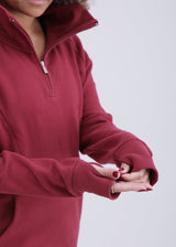 Breastfeeding & Maternity 1/4 Zip Sweater | Burgundy