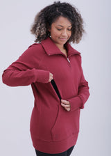 Breastfeeding & Maternity 1/4 Zip Sweater | Burgundy