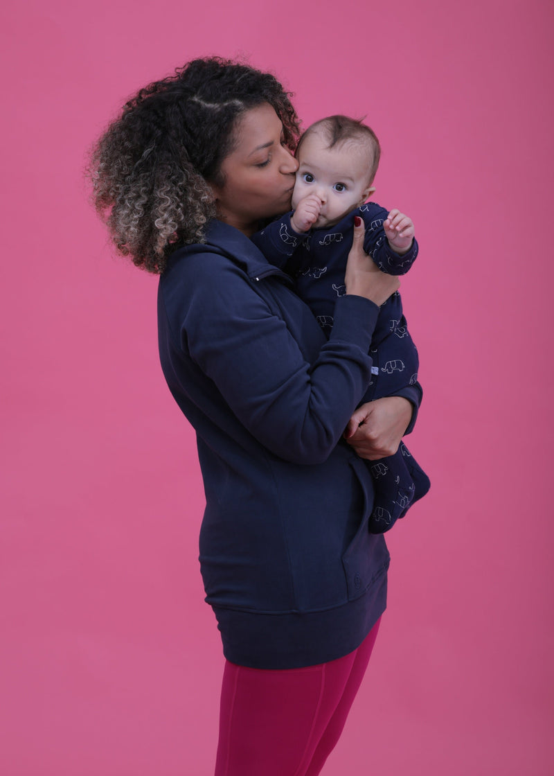 Breastfeeding & Maternity 1/4 Zip Sweater | Navy Blue