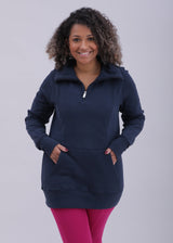 Breastfeeding & Maternity 1/4 Zip Sweater | Navy Blue