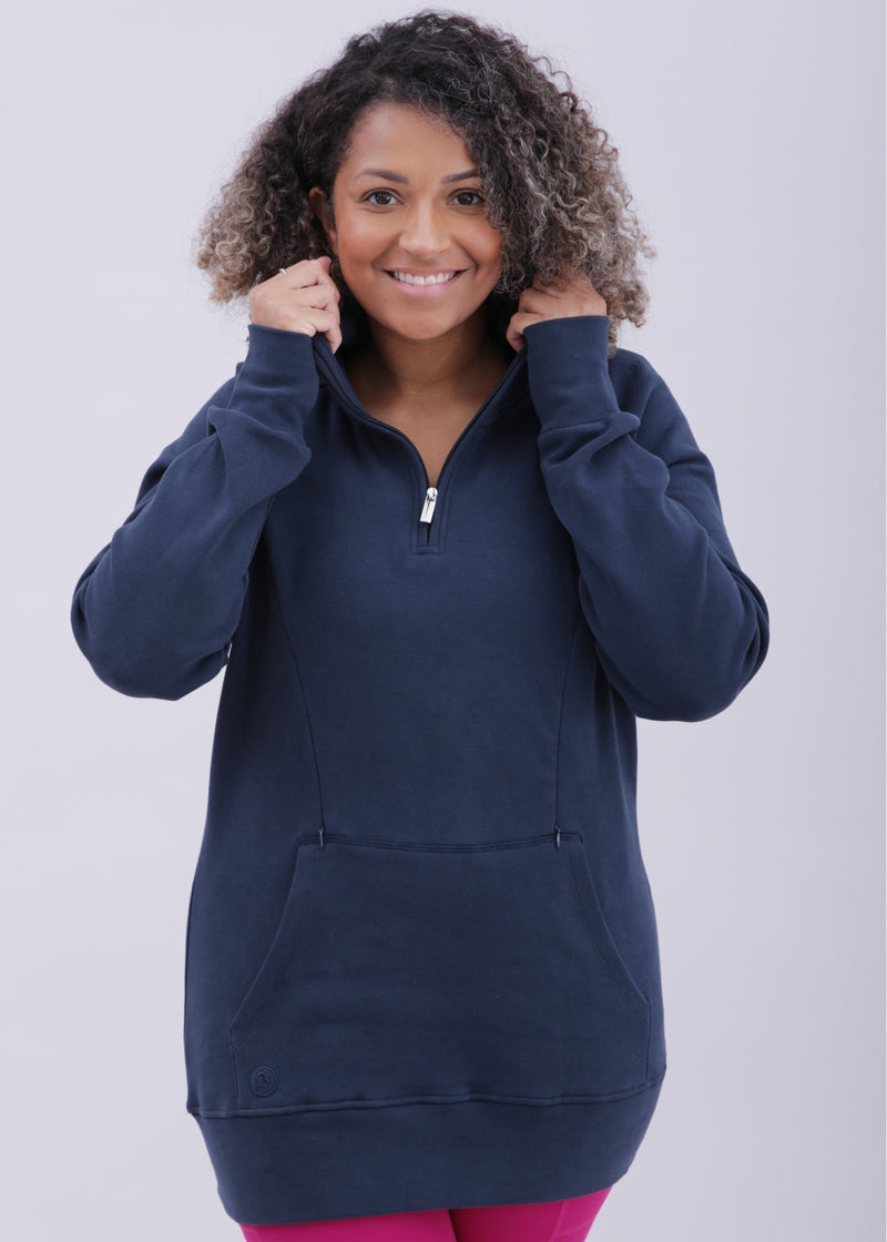 Breastfeeding & Maternity 1/4 Zip Sweater | Navy Blue