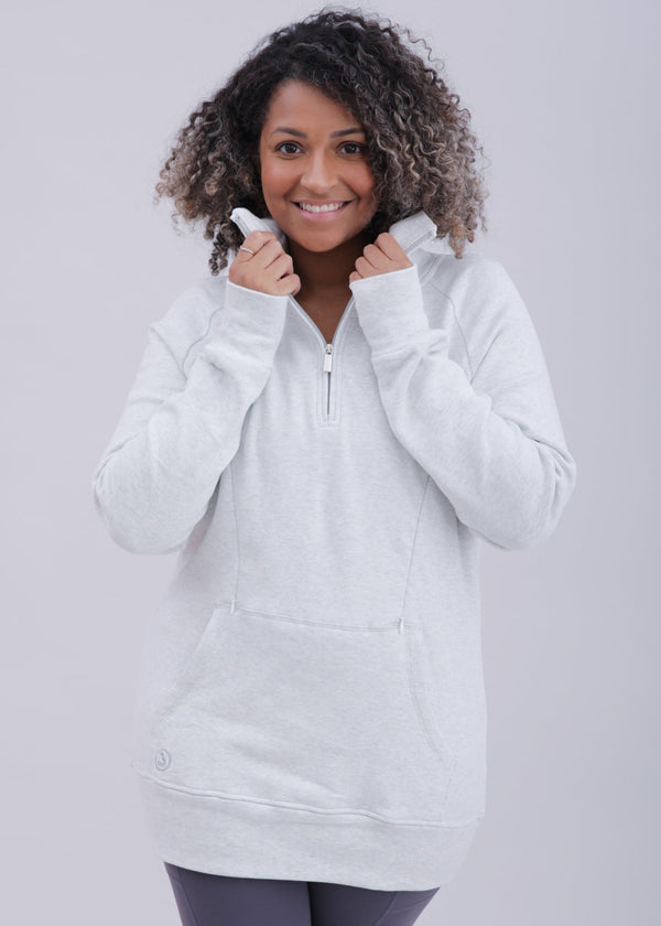 Breastfeeding & Maternity 1/4 Zip Sweater | Grey Marl