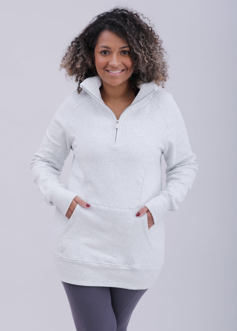 Breastfeeding & Maternity 1/4 Zip Sweater | Grey Marl