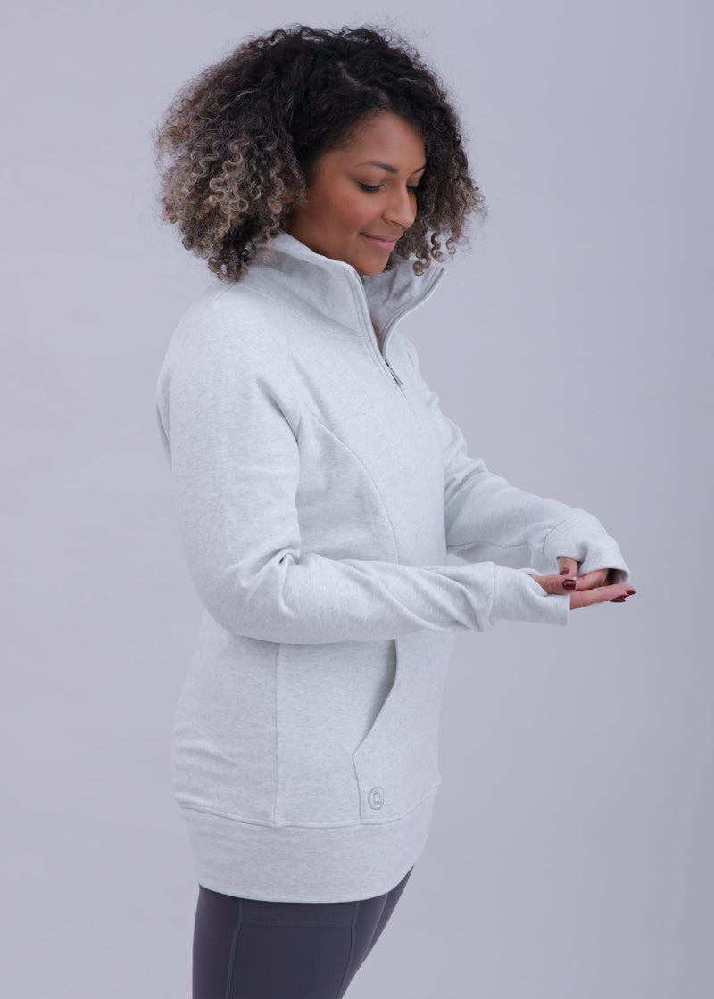 Breastfeeding & Maternity 1/4 Zip Sweater | Grey Marl