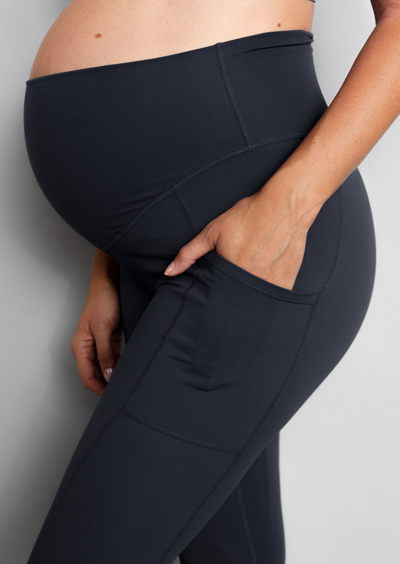 All Black Marble: Embrace Flare Maternity Leggings